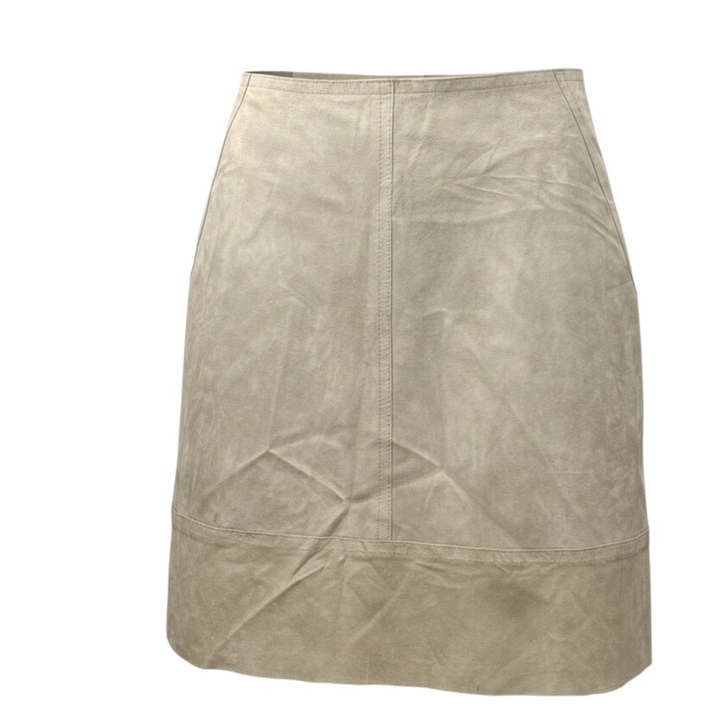VTG Beige Genuine Suede Leather 10 Knee Length Skirt Back Zip Westerncore Boho